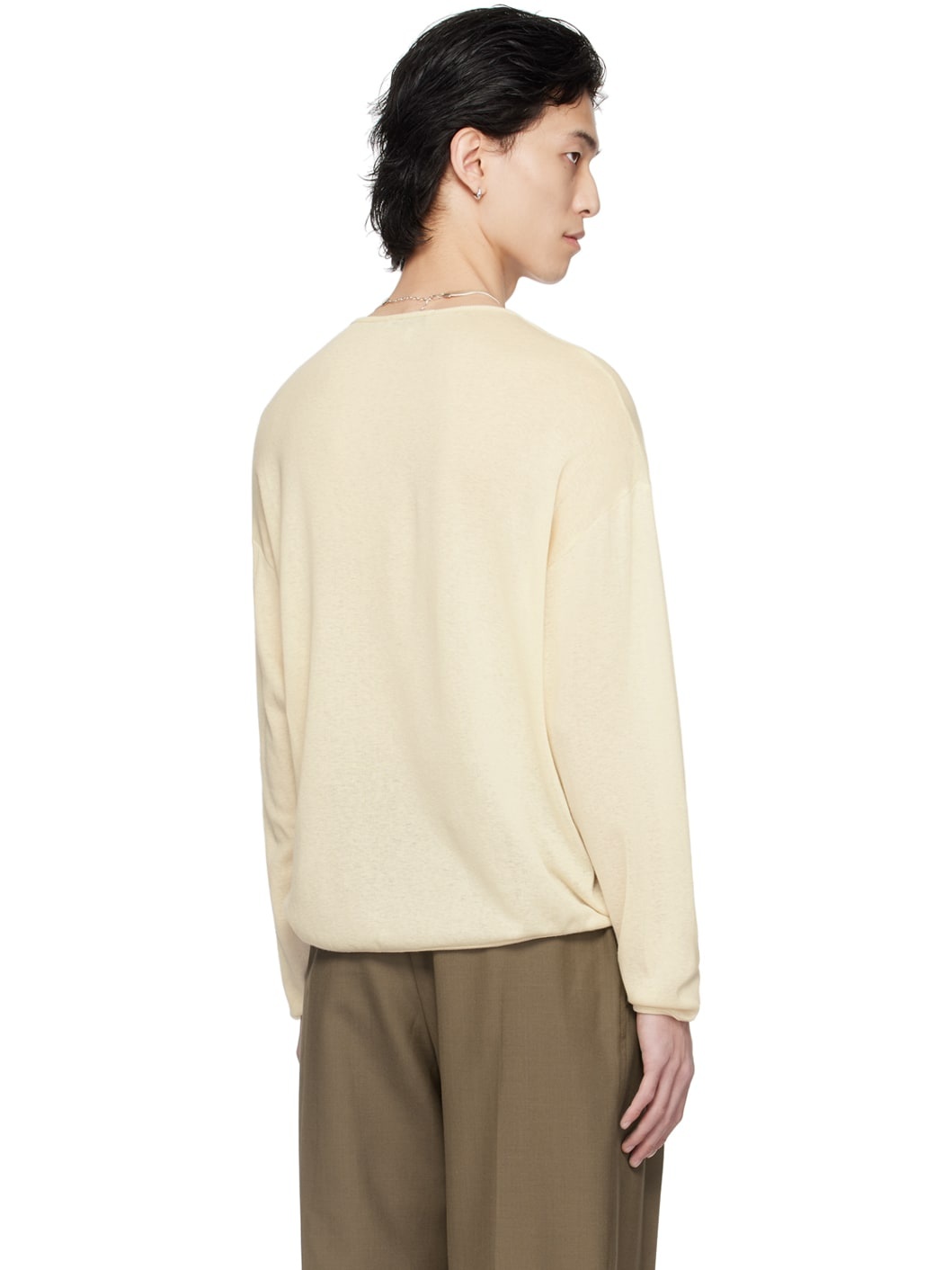Off-White Scoop Neck Long Sleeve T-Shirt - 3