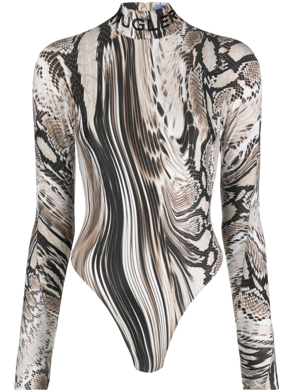 Warped Snakeskin-print bodysuit - 1