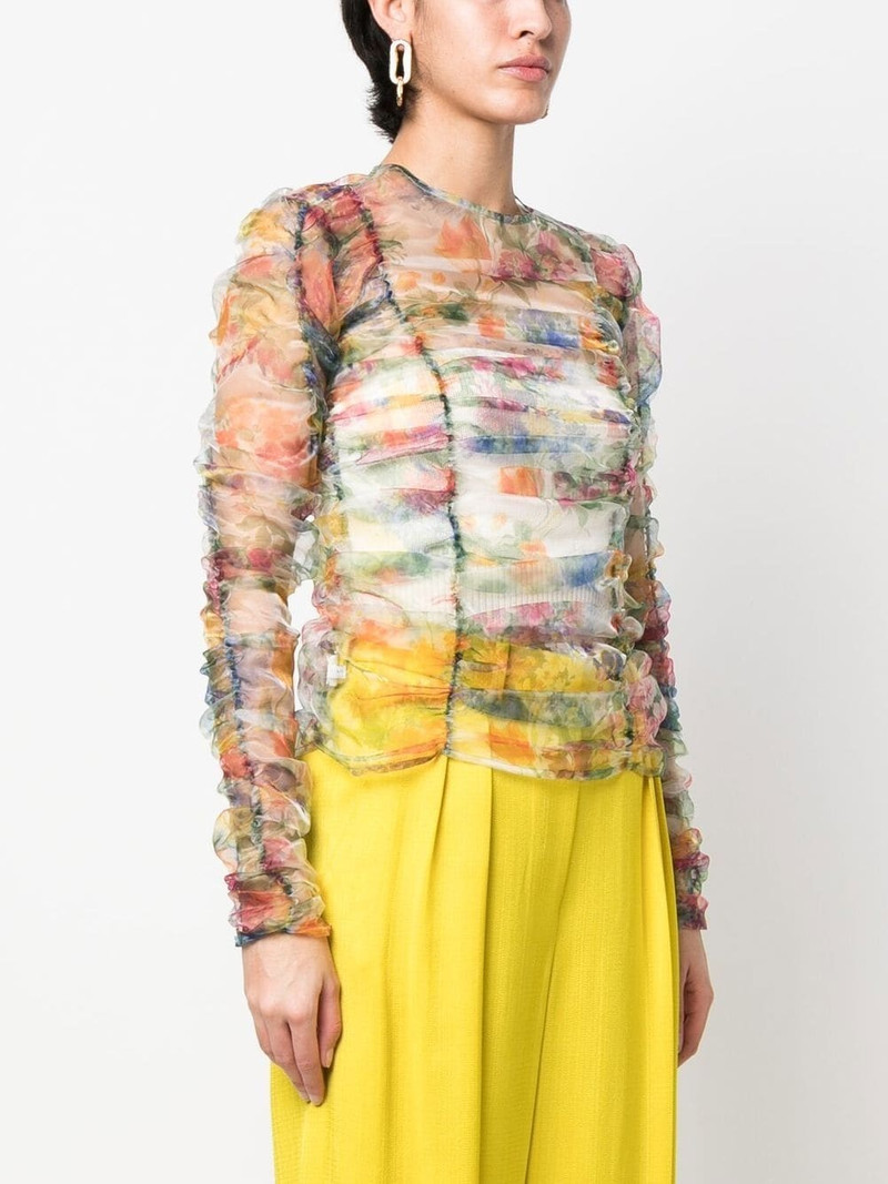 floral-print sheer blouse 3