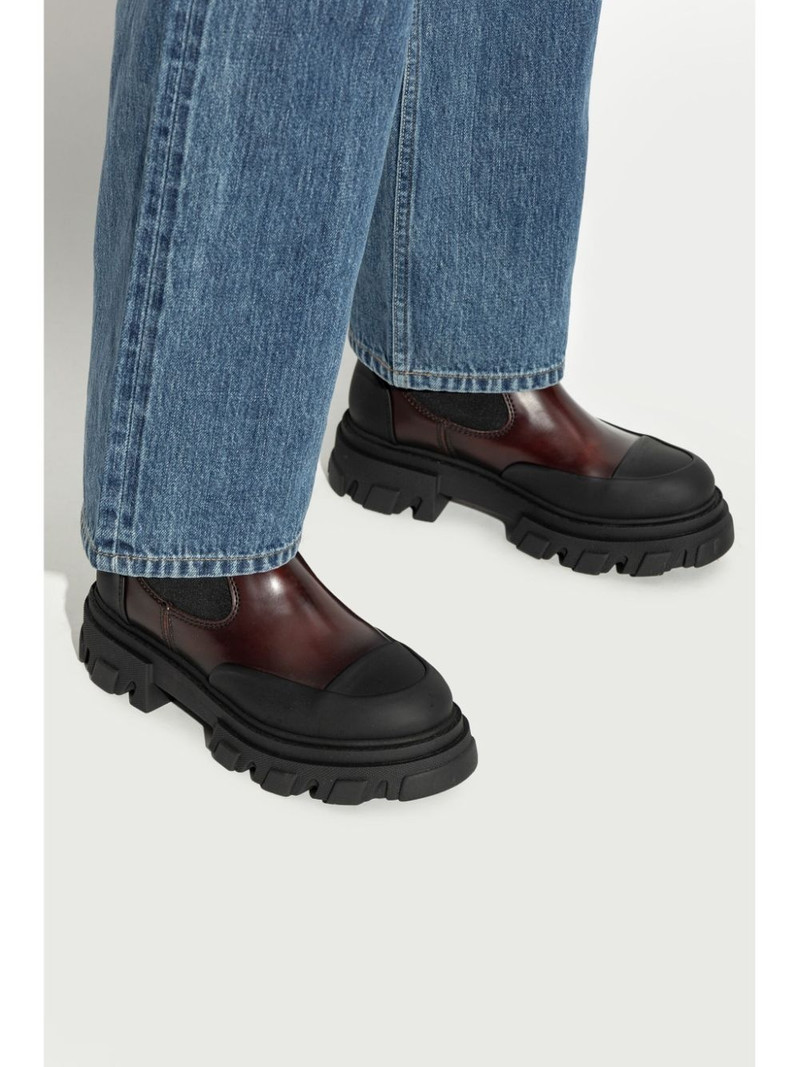 GANNI Cleated faux-leather chelsea boots outlook