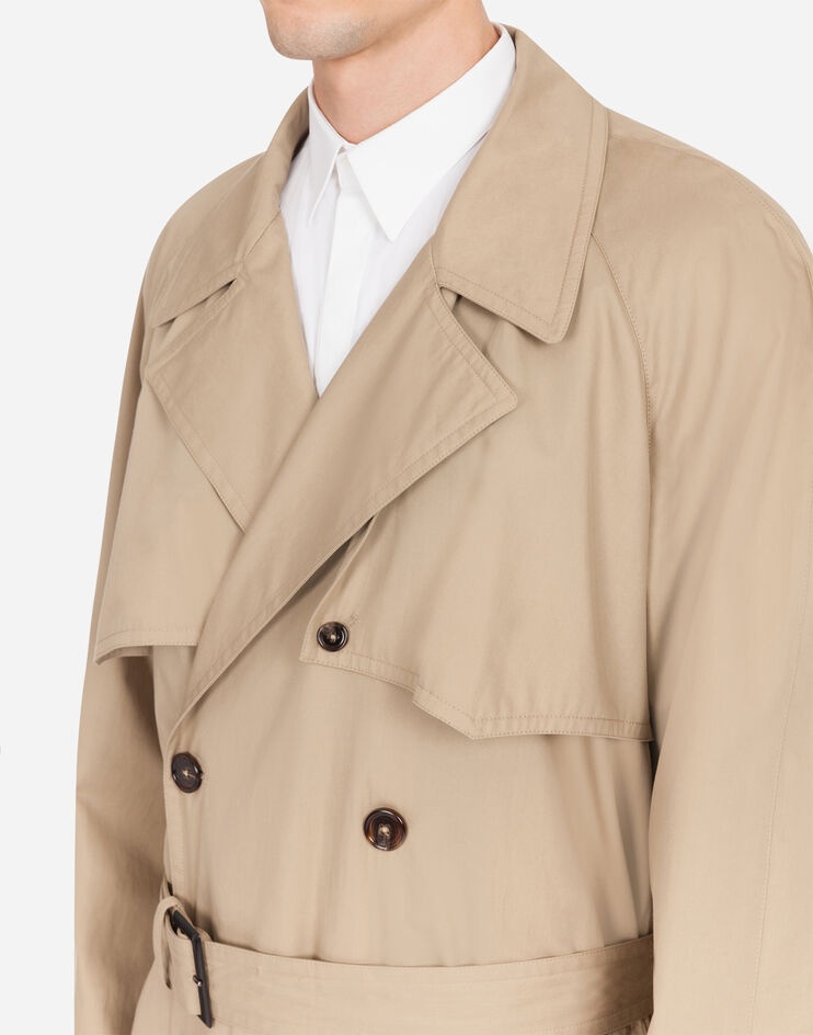 Double-breasted stretch cotton trench jacket - 3