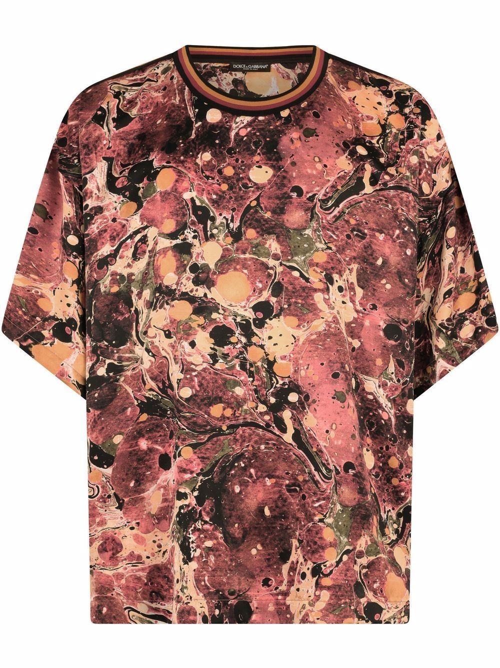 marble-print Technical T-shirt - 1