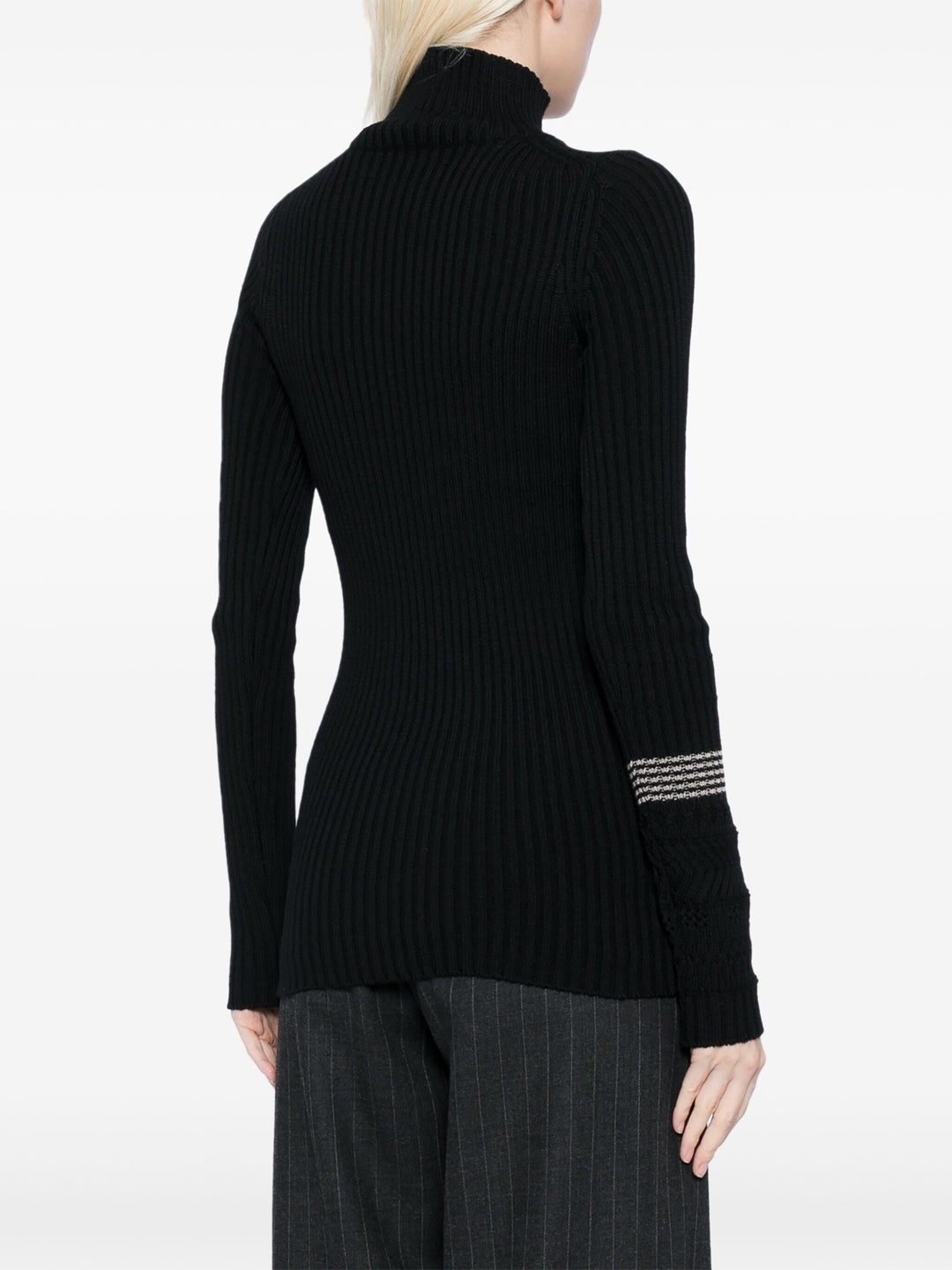 Rib Knit High Neck Pullover - 4