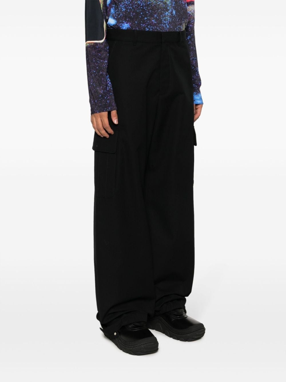 wide-leg wool-blend trousers - 3