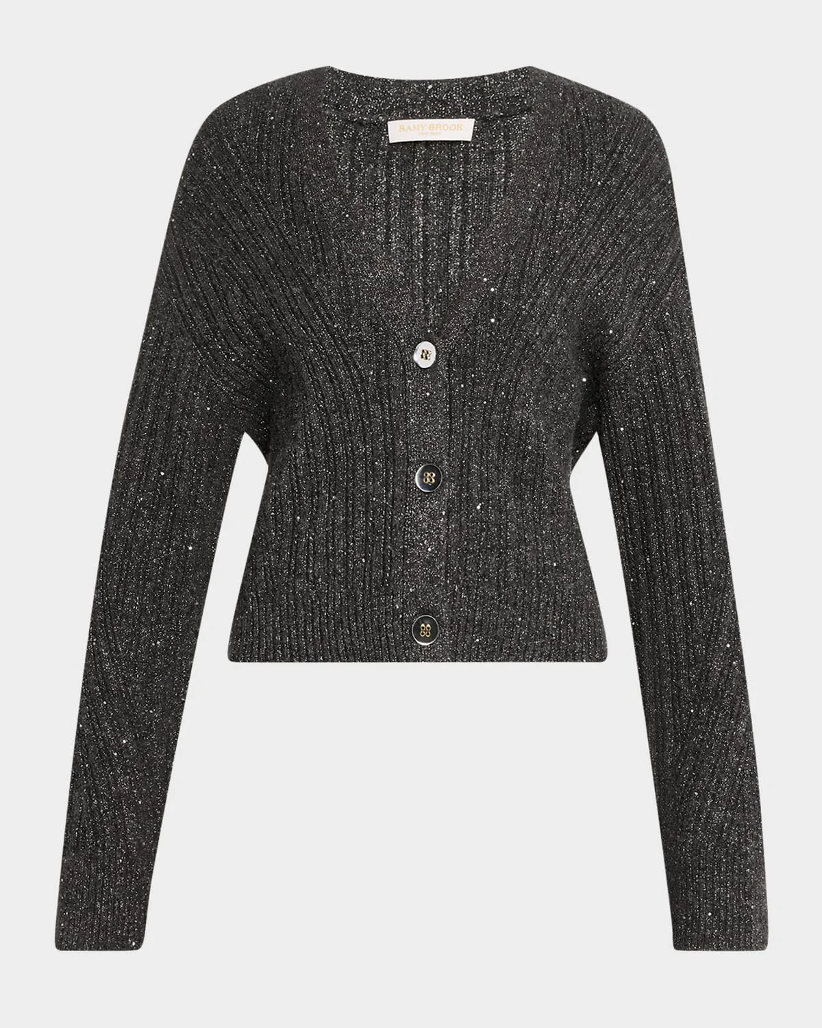 Cornelius Metallic Rib-Knit Cardigan - 1