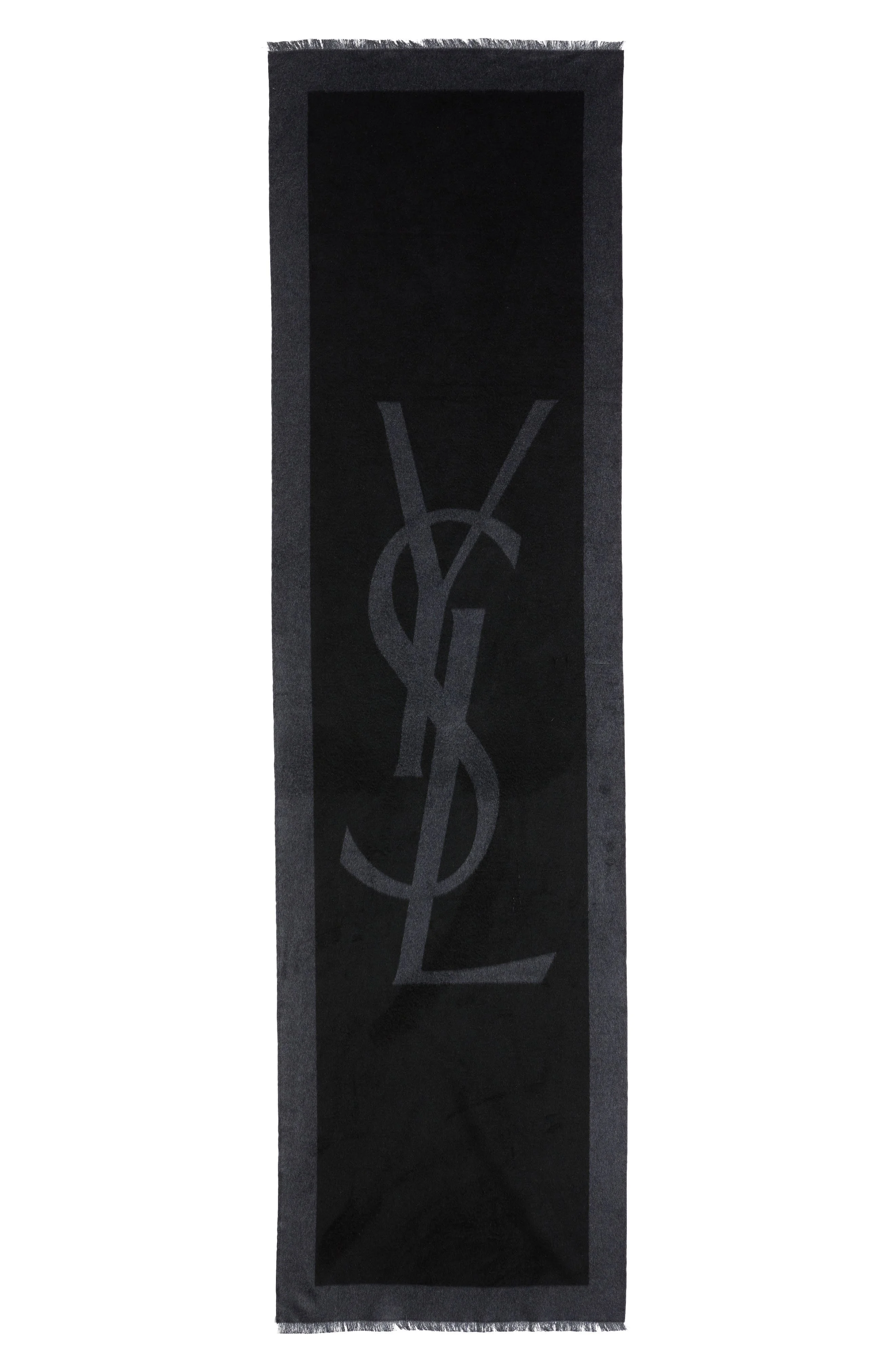 Saint Laurent Cassandre Silk Scarf in Black/Dark Grey at Nordstrom - 1