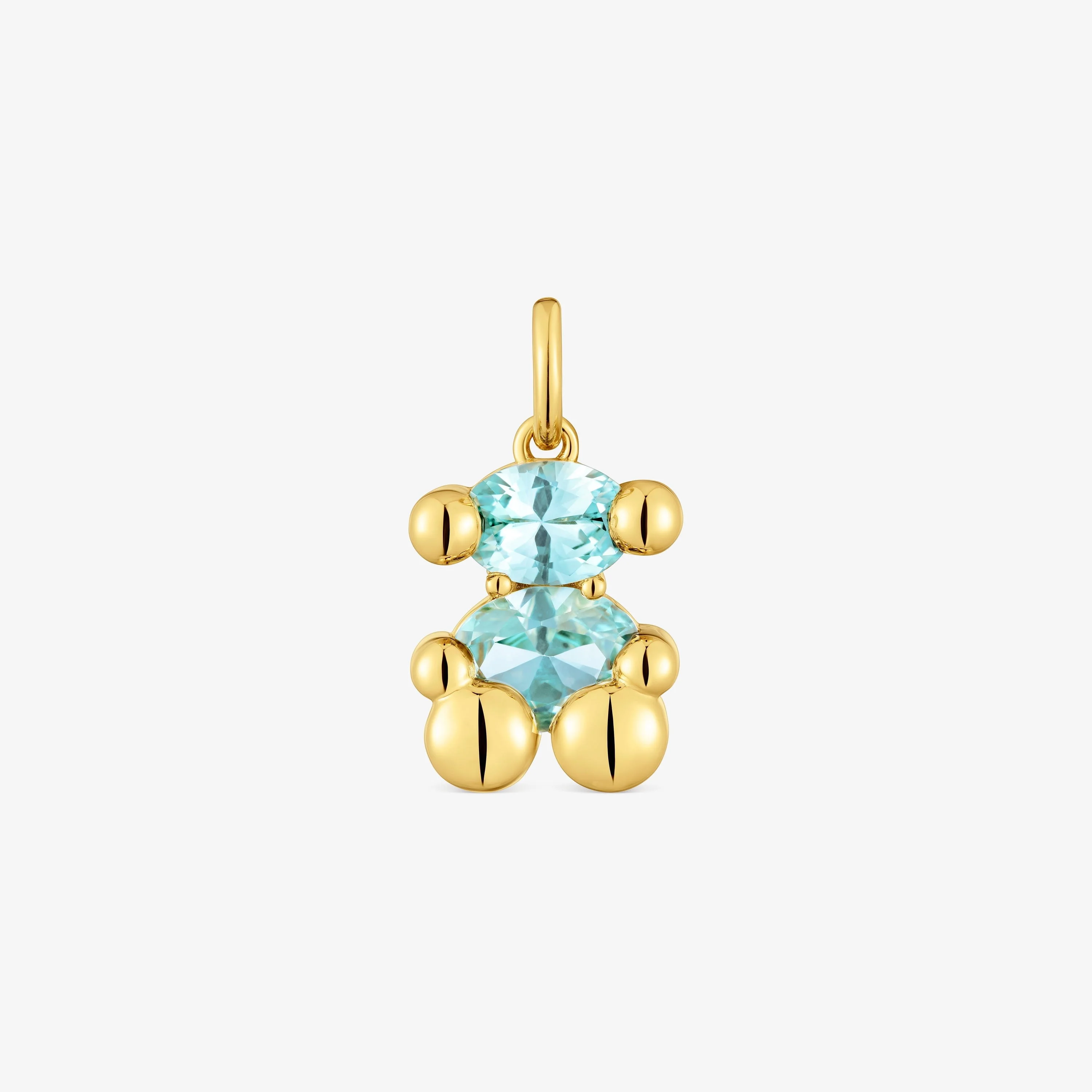 Small 18K gold vermeil bear motif Pendant and blue lab-grown sapphire Color Bear LGG - 1