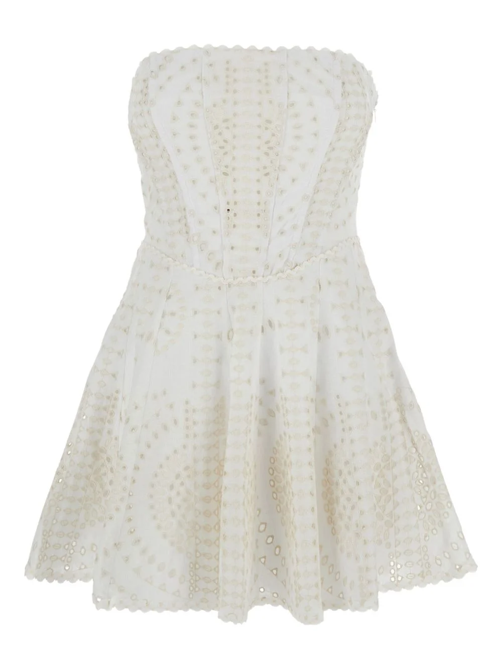broderie-anglaise strapless dress - 1