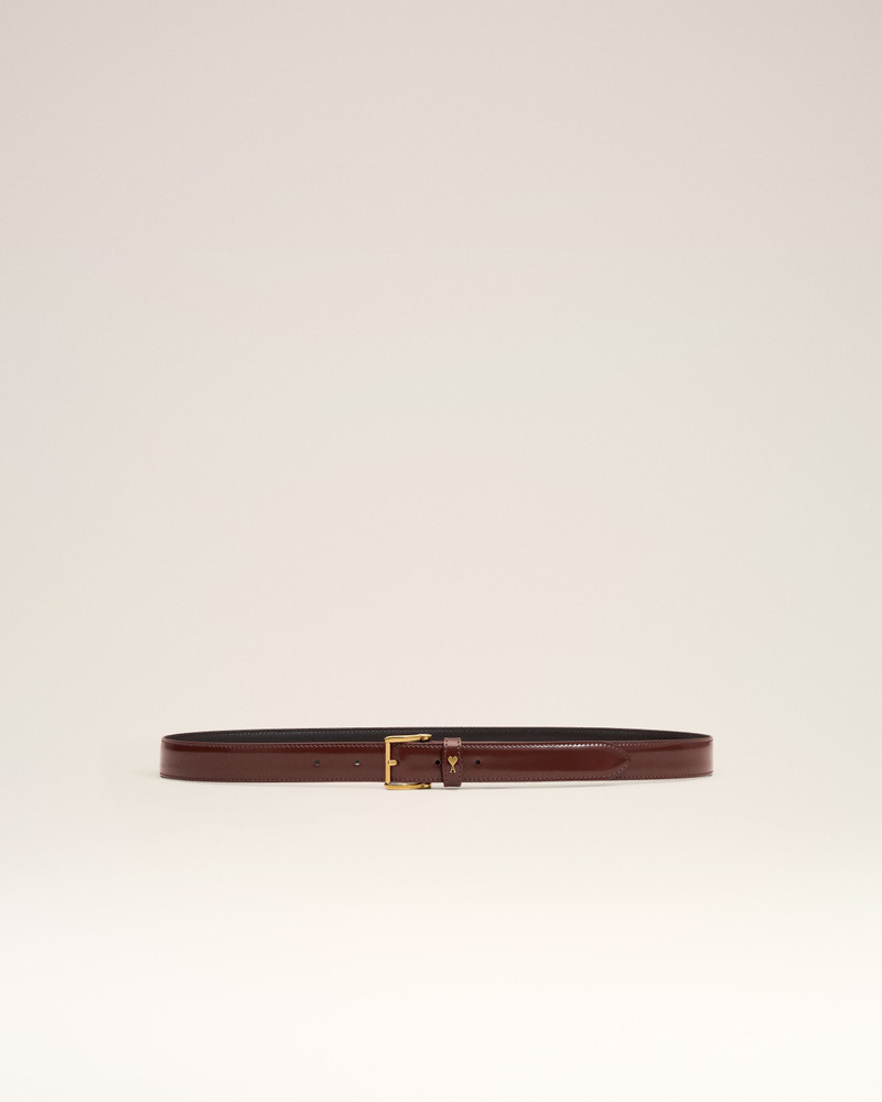 BURGUNDY GLAZED LEATHER PARIS PARIS 25 MM BELT 1