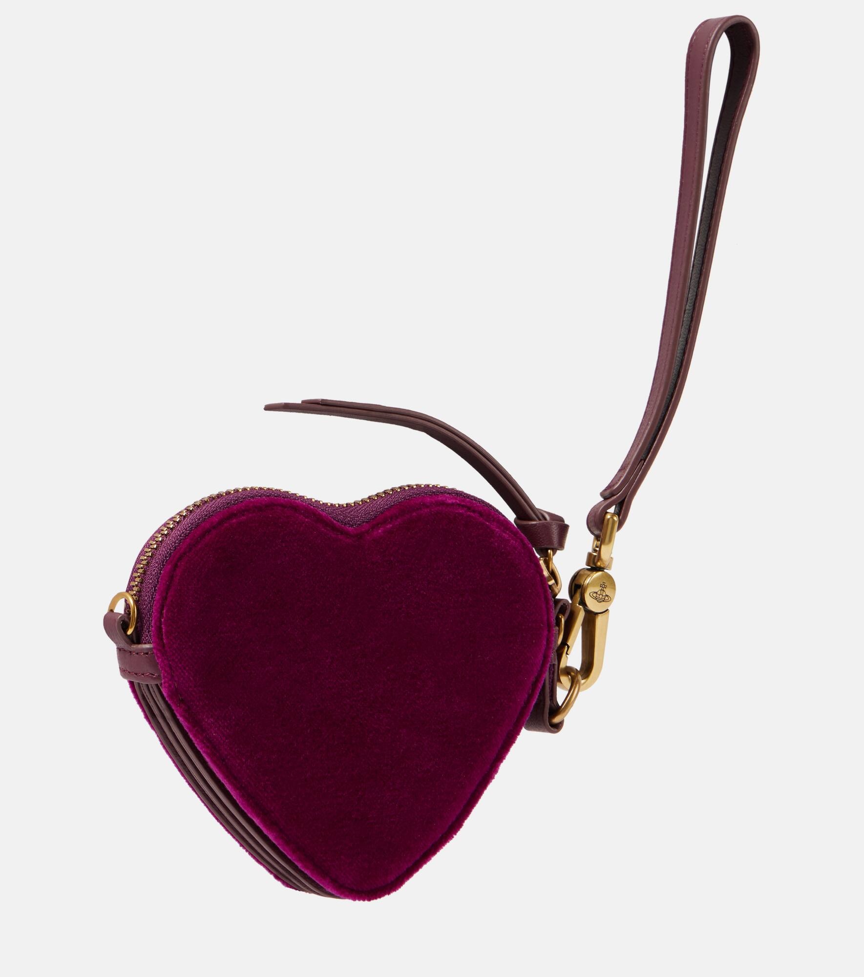 Heart velvet coin purse with strap - 4