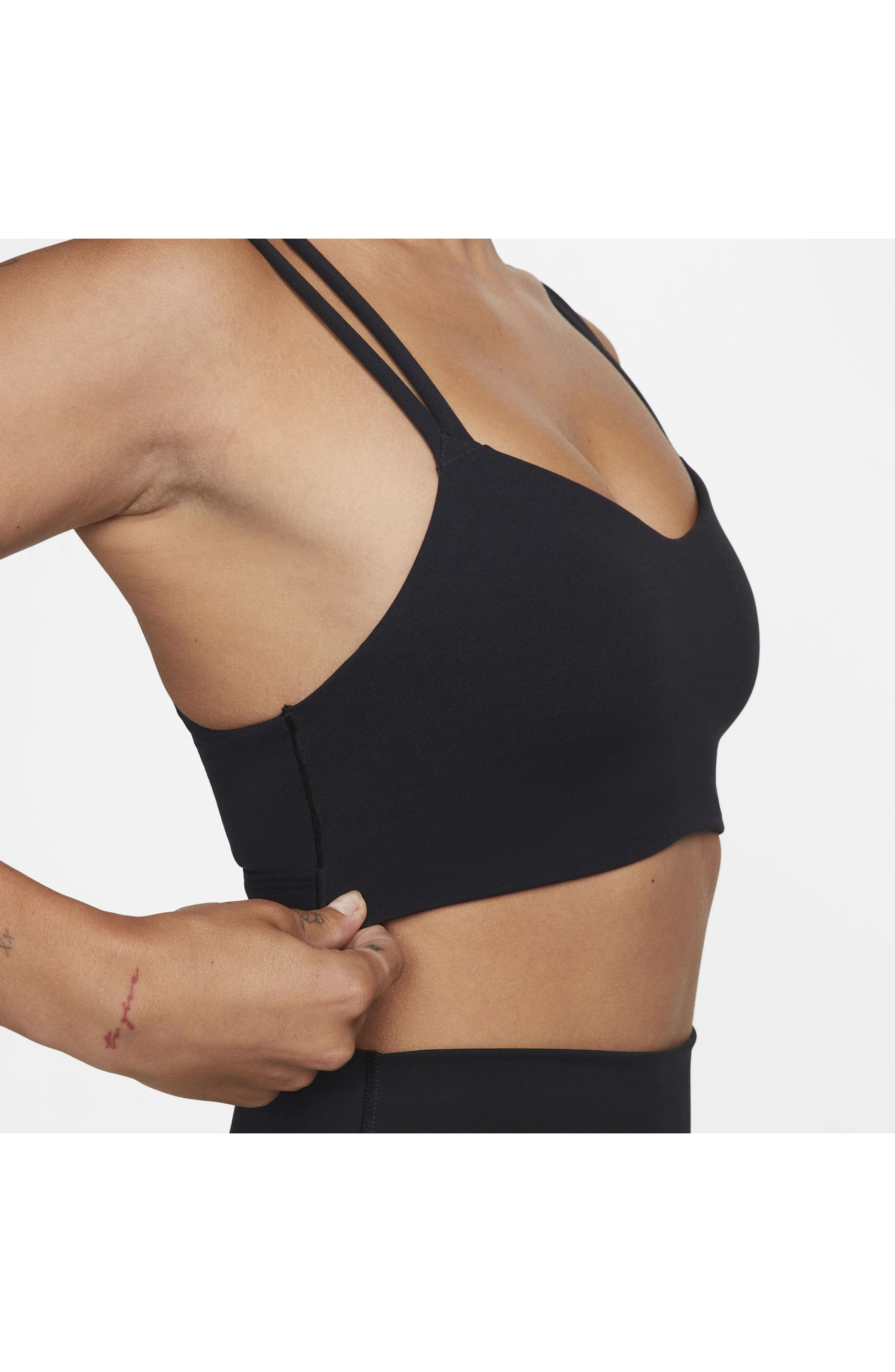 Nike Zenvy Strappy Light-Support Padded Sports Bra in 010 Black/sail at Nordstrom - 9