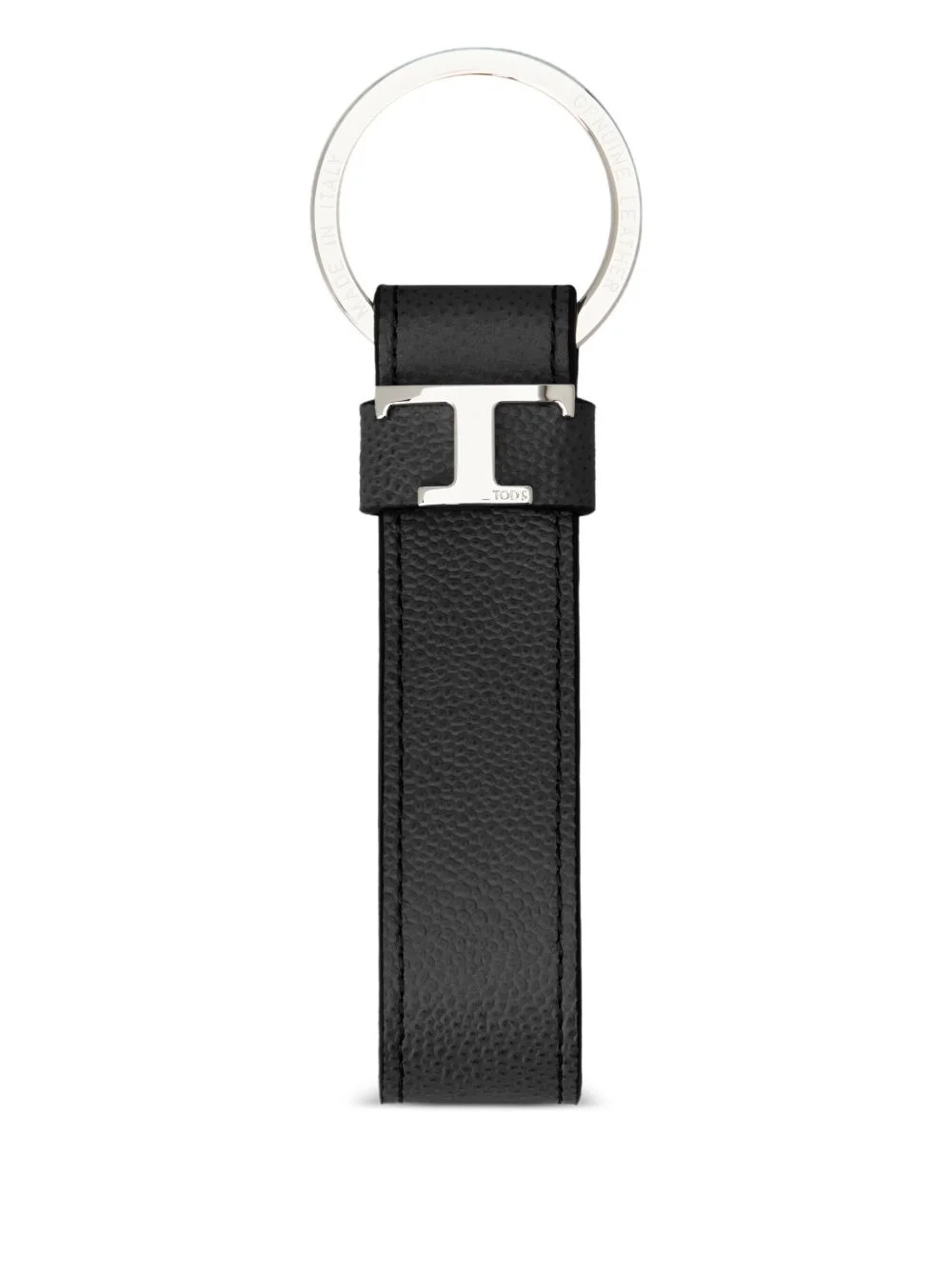 leather T-logo keyring - 1
