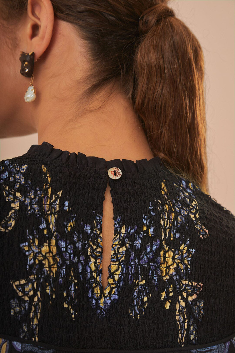 Black Stitched Garden Blouse 3