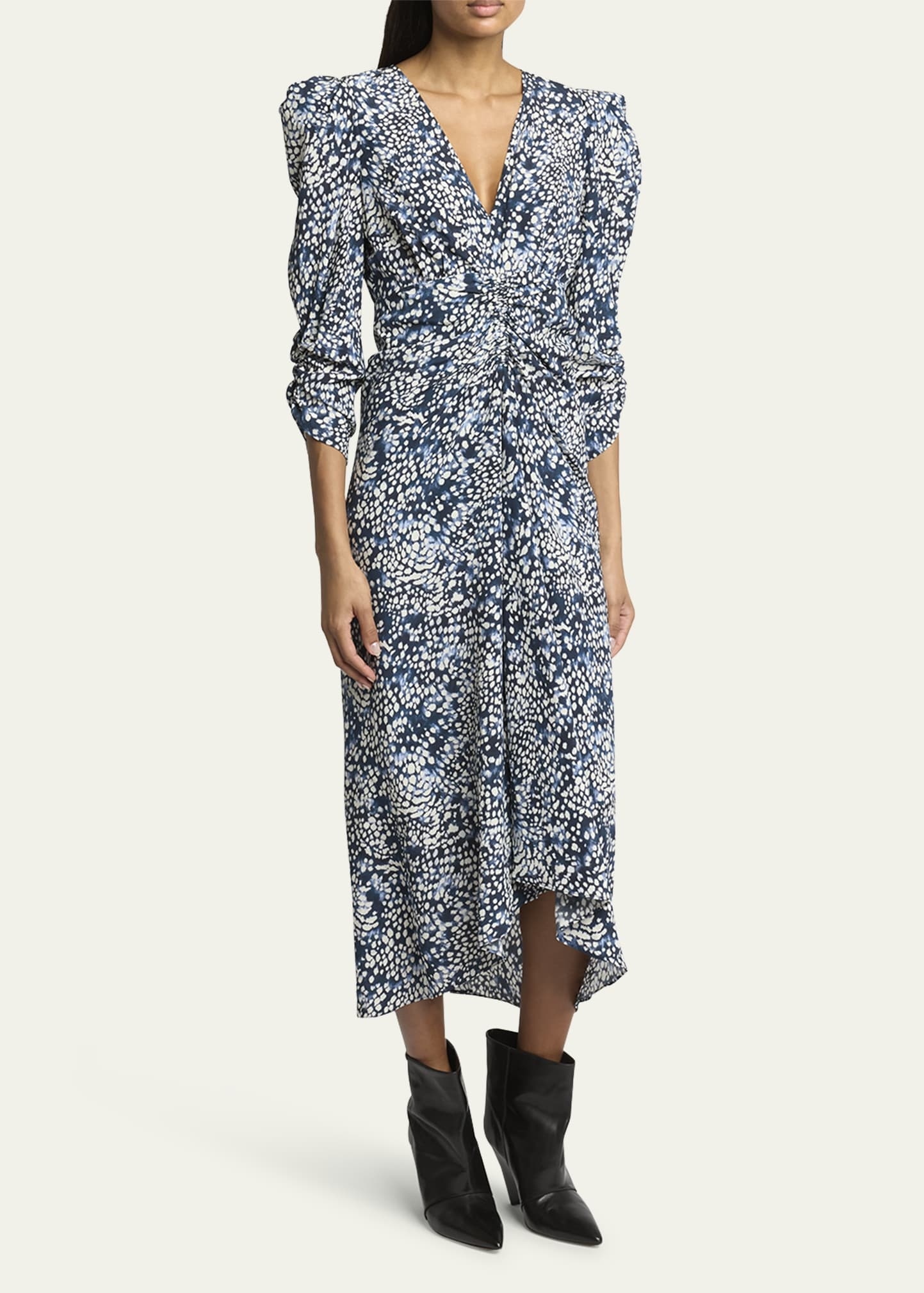 Albini Ruched Floral-Print Midi Dress - 4