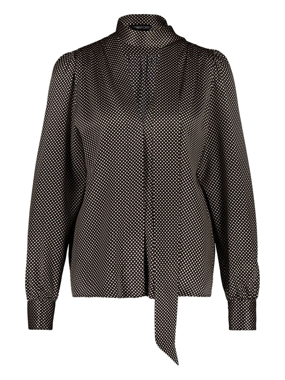 polka-dot tie-neck blouse - 1