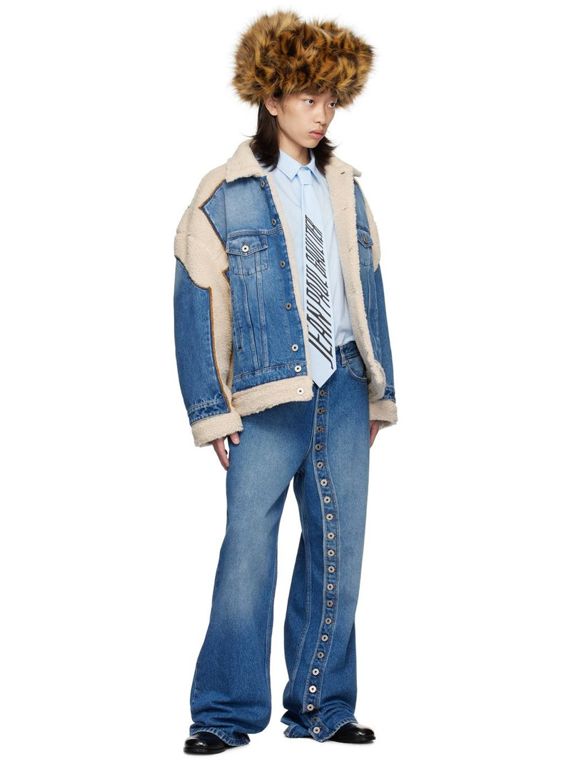 Jean Paul Gaultier Blue & Beige Petit Grand Denim Jacket outlook