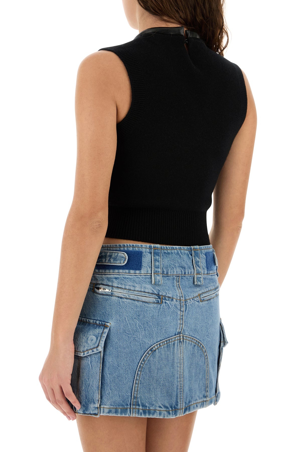 Black stretch wool blend vest - 4