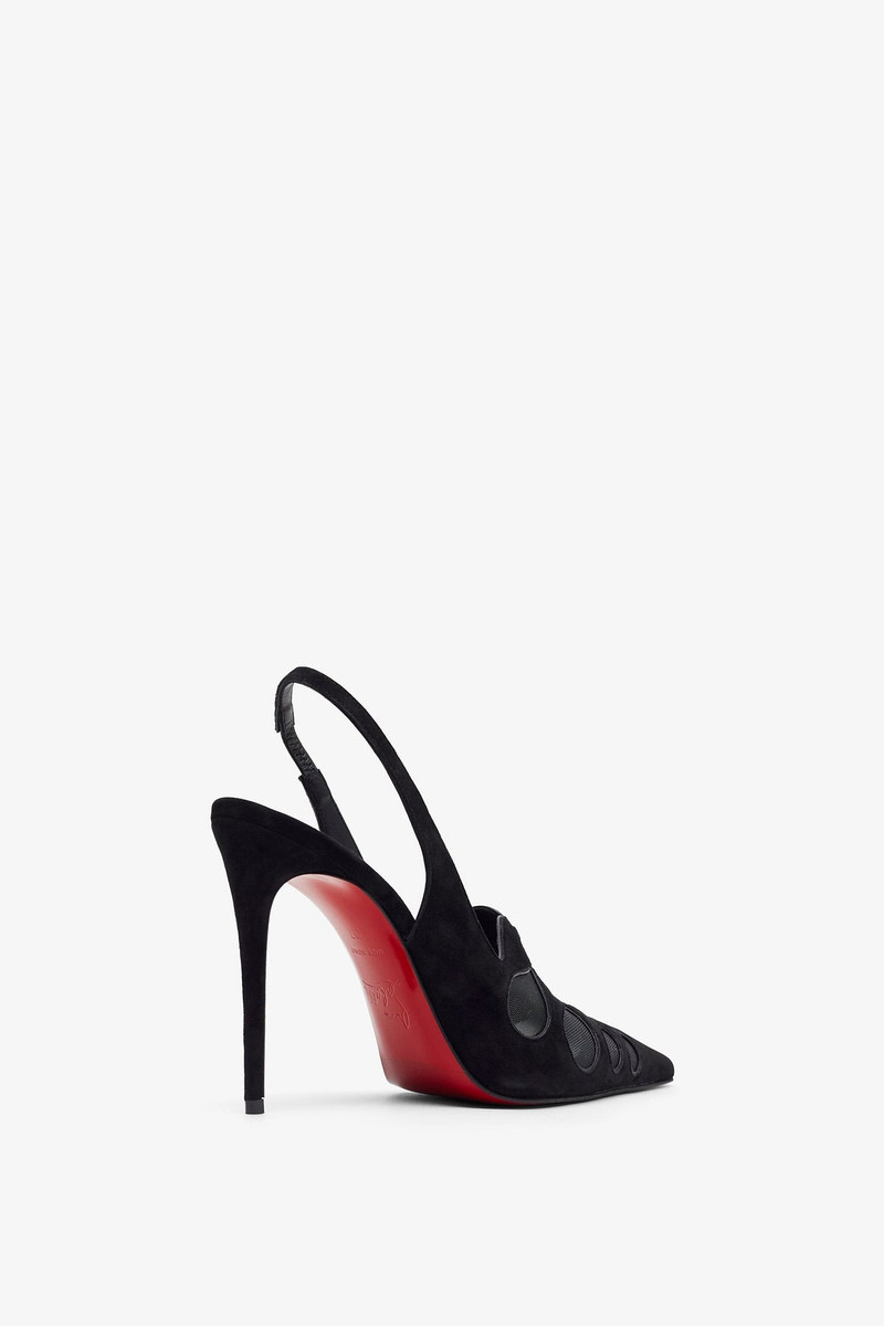Christian Louboutin Circus Max 100 black suede slingback pumps outlook
