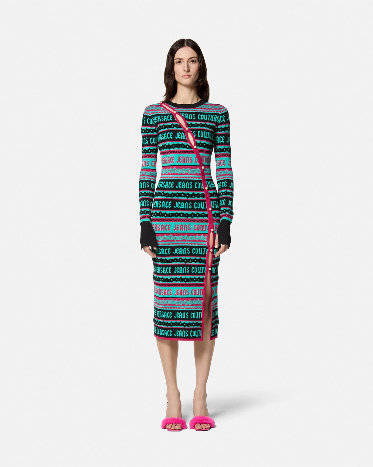 Stripes Jacquard Knit Midi Dress - 2