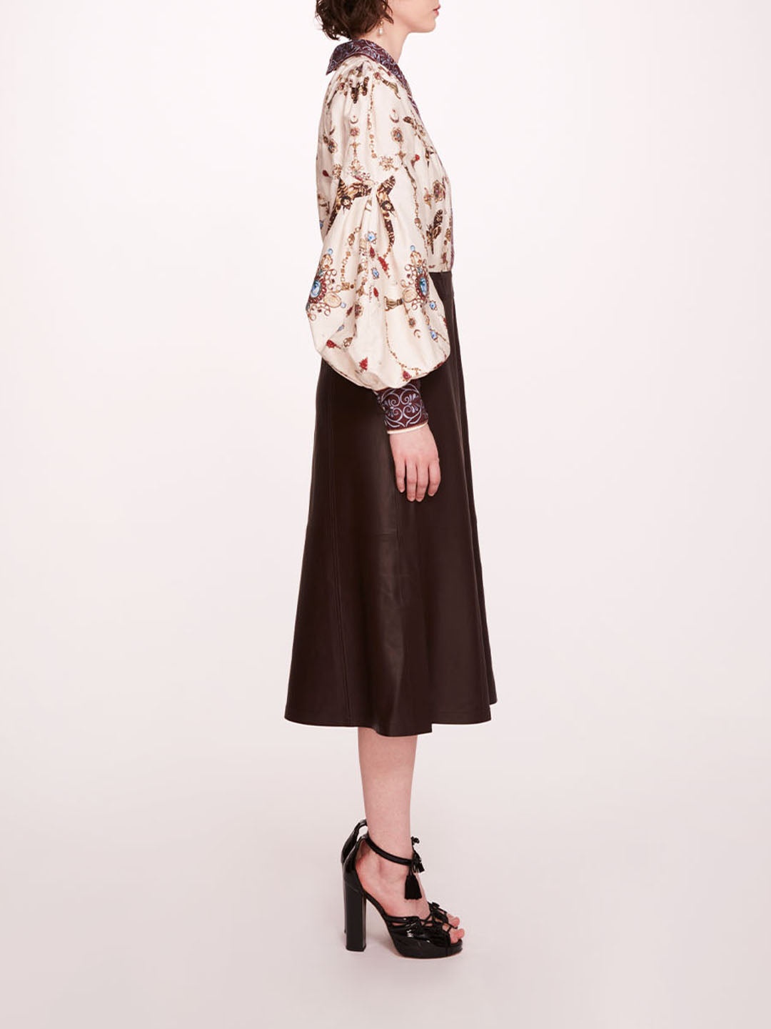 FAUX LEATHER POPLIN MIDI DRESS - 3