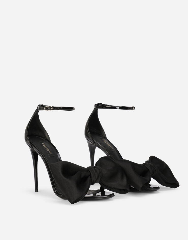 Patent leather sandals with satin bow - 2