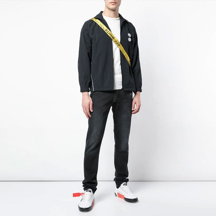 Off-White Solid Color Stand Collar Zipper Jacket Slim Fit Version Black OMBD010R19C010211000 - 2