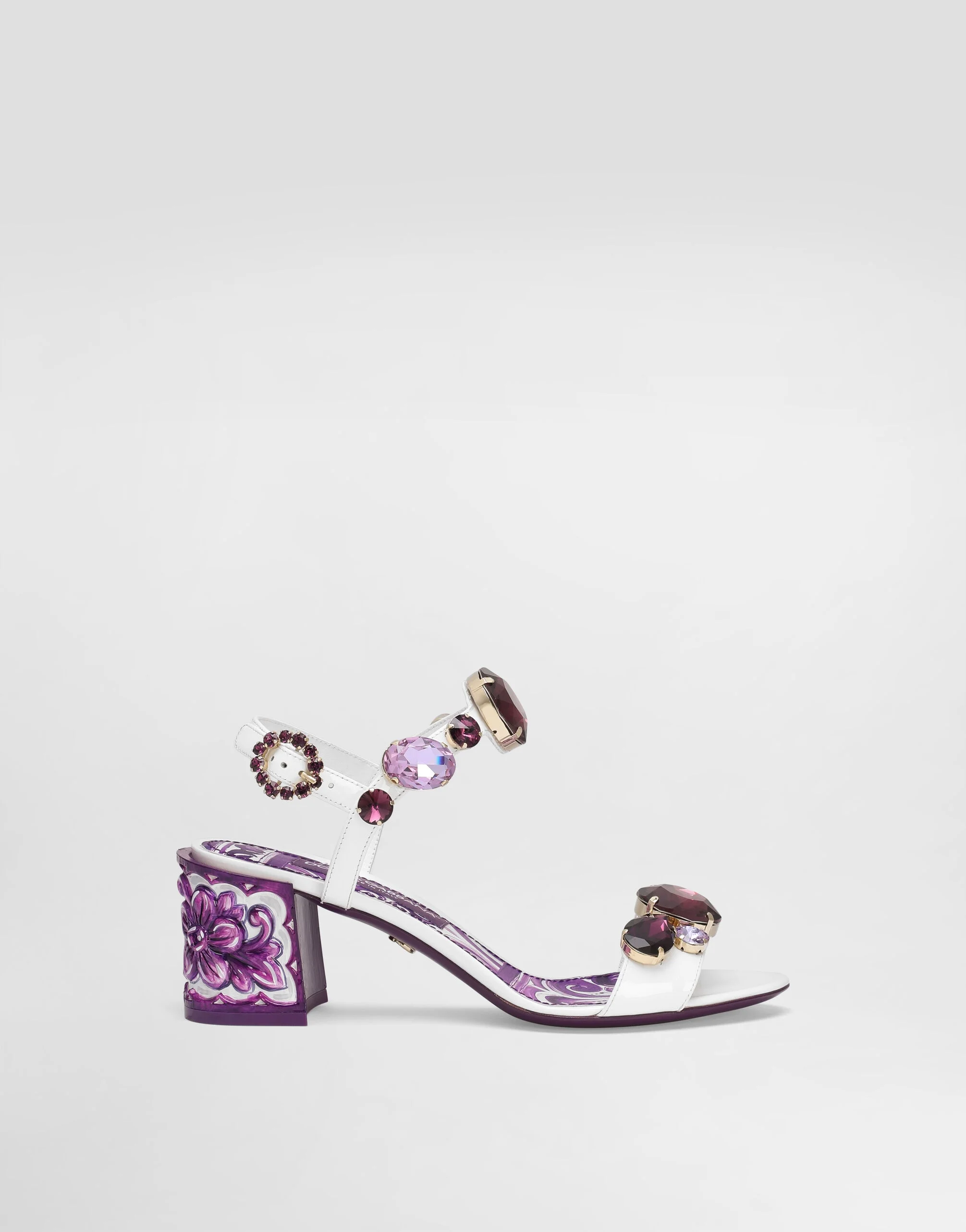 Patent leather sandal with jewel embroidery - 1