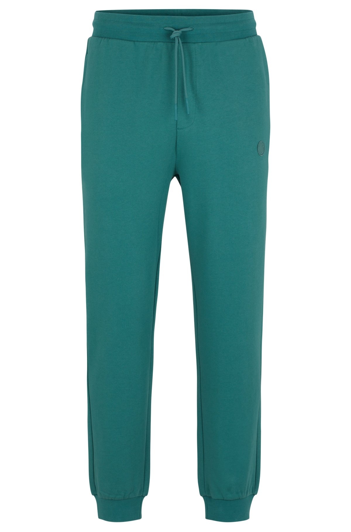 COTTON-TERRY TRACKSUIT BOTTOMS WITH HAPPY HUGO LOGO PATCH - 1