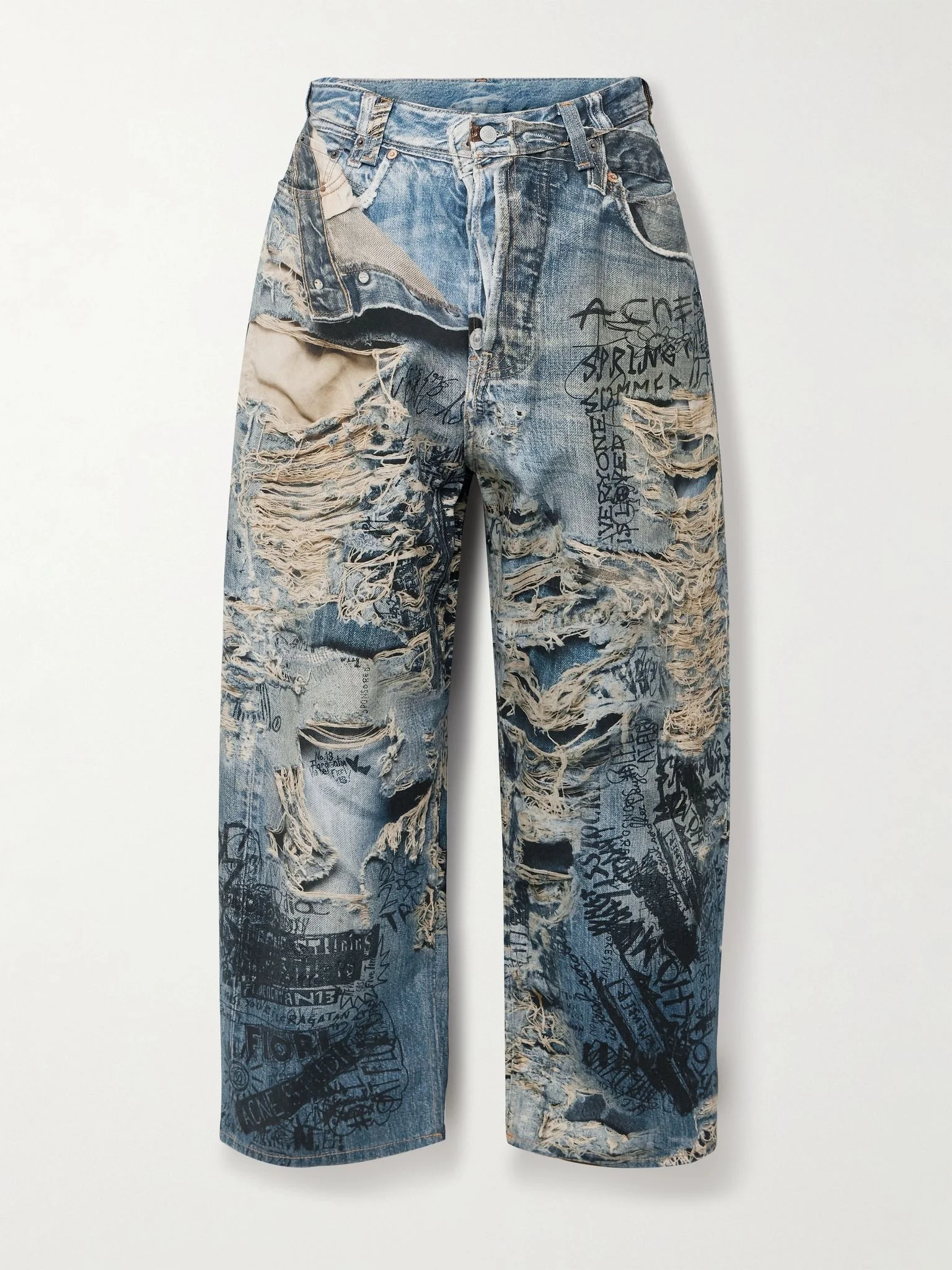 Wide-Leg Printed Jeans Blue - 1