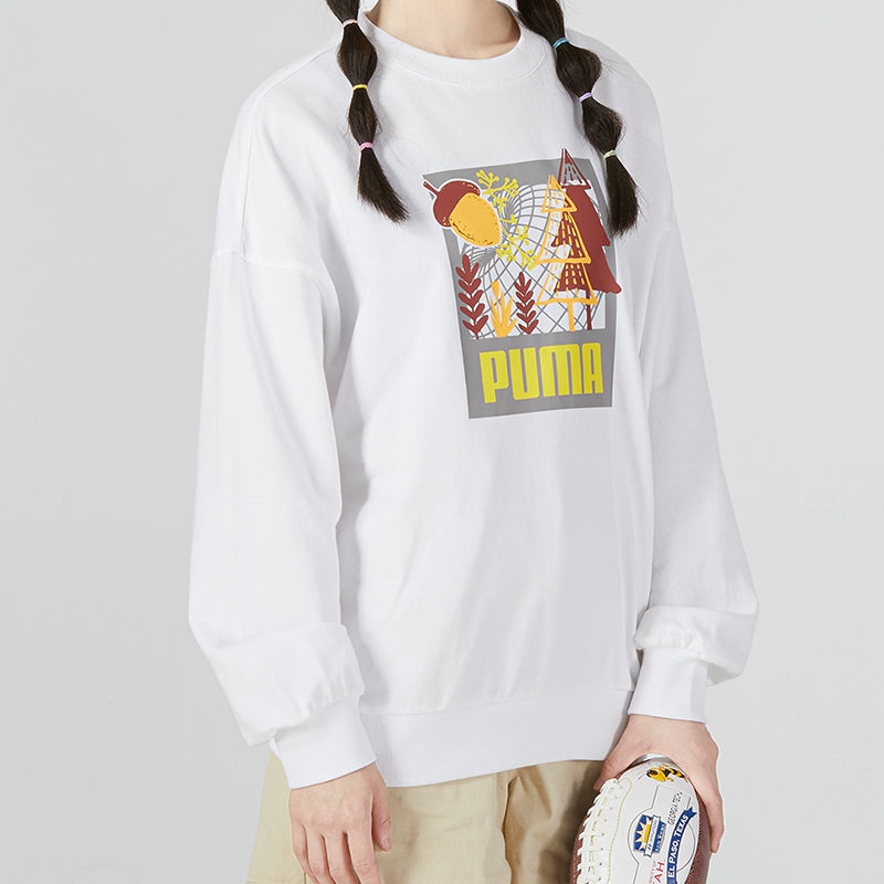 (WMNS) PUMA FF Bubble Sleeve Crew Neck Sweatshirt 'White' 538779-02 - 5