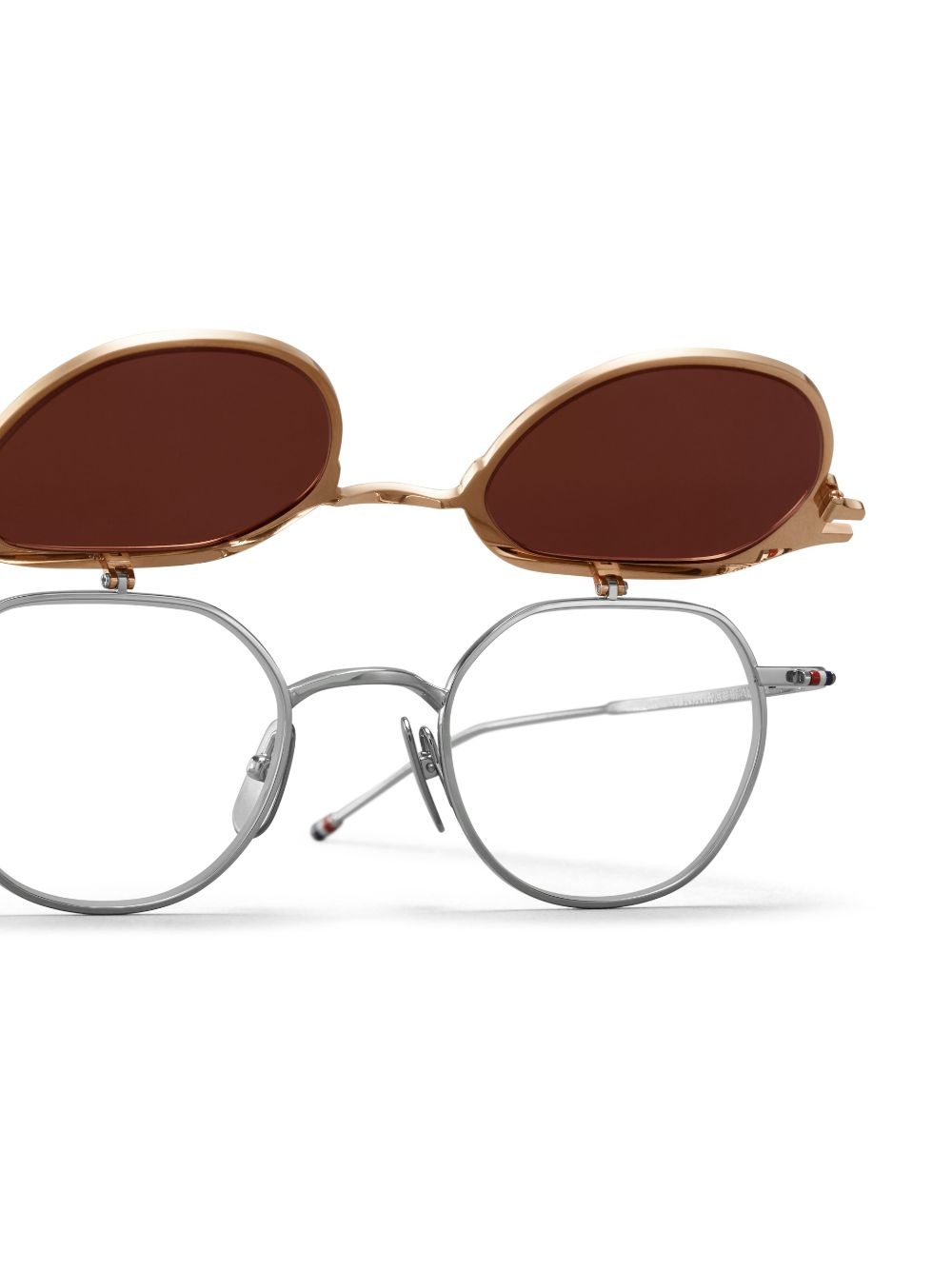 round-frame clip-on sunglasses - 4