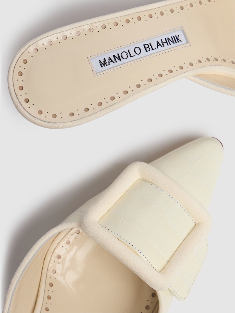 Manolo Blahnik 50mm Maysalebi croc embossed mules