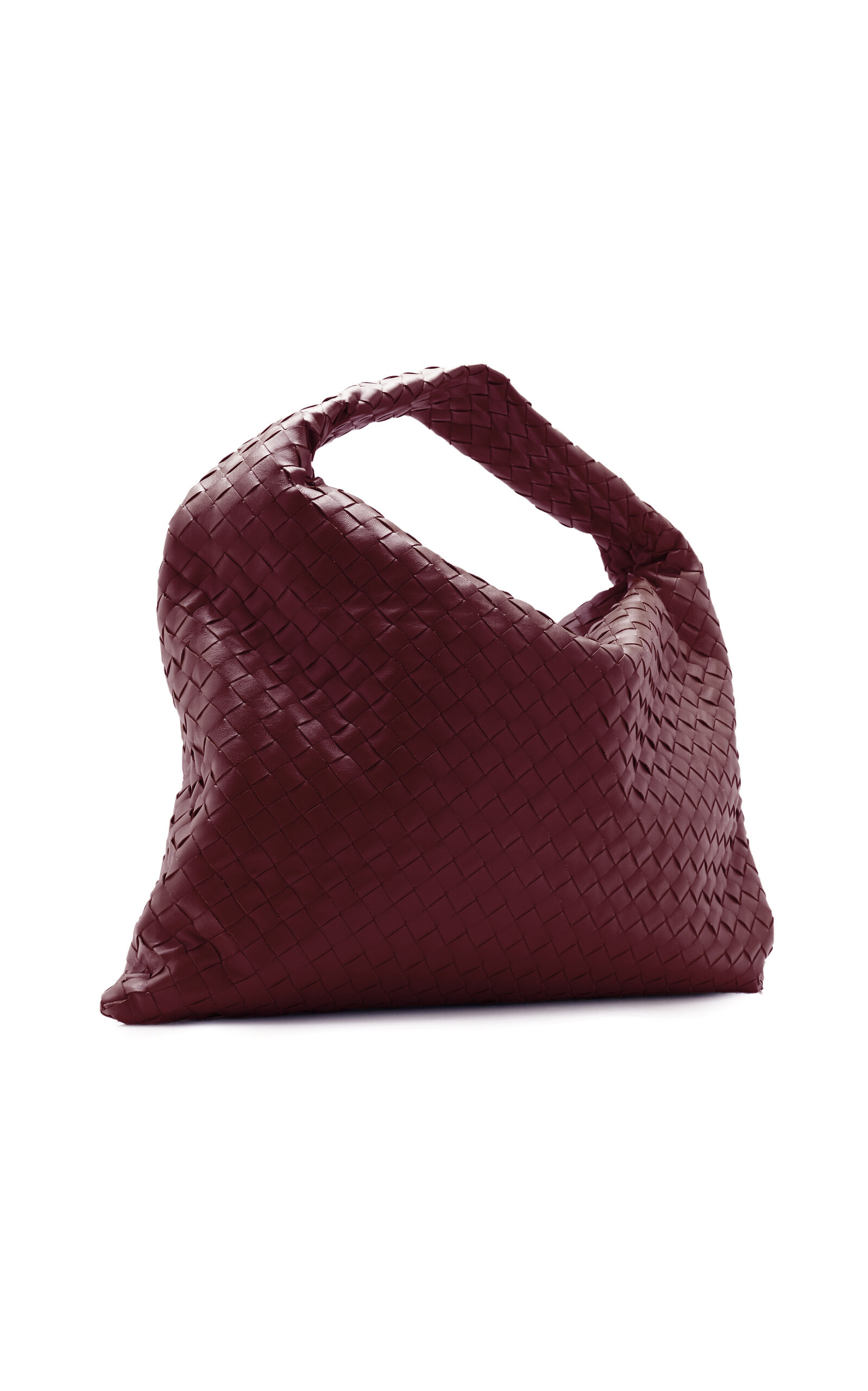 Large Hop Intrecciato Leather Bag burgundy - 3