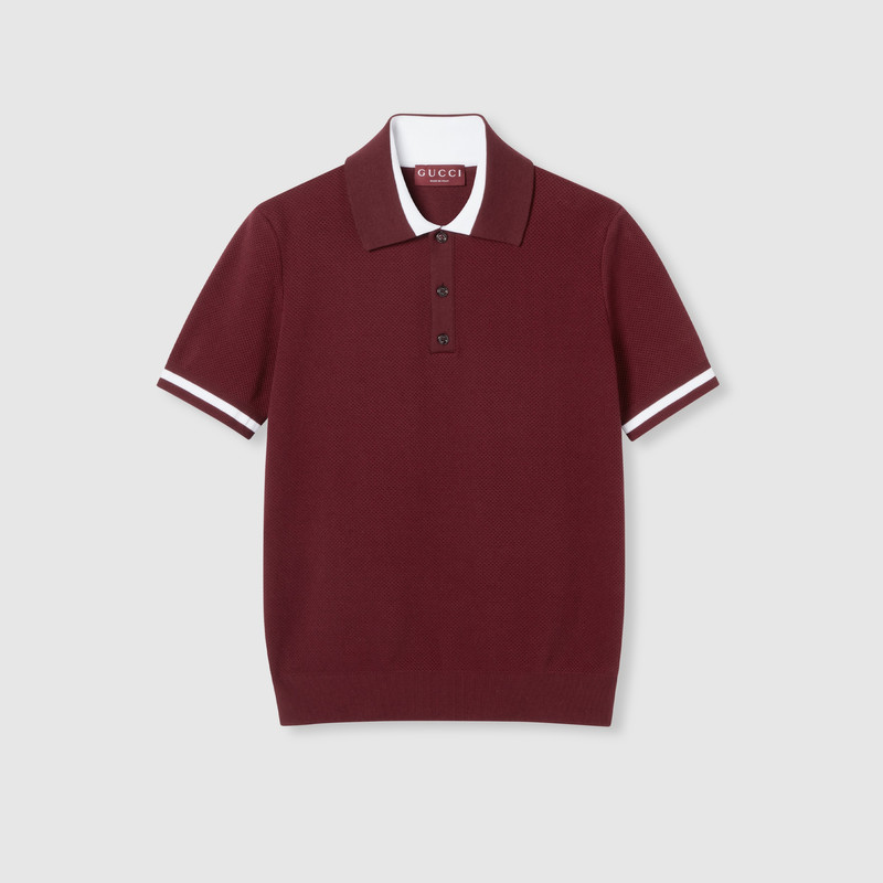 Cotton piquet polo shirt with intarsia 1