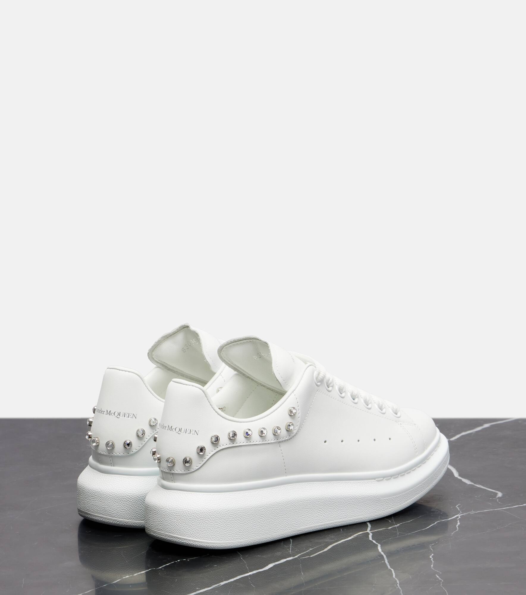 Oversized embellished leather sneakers - 2