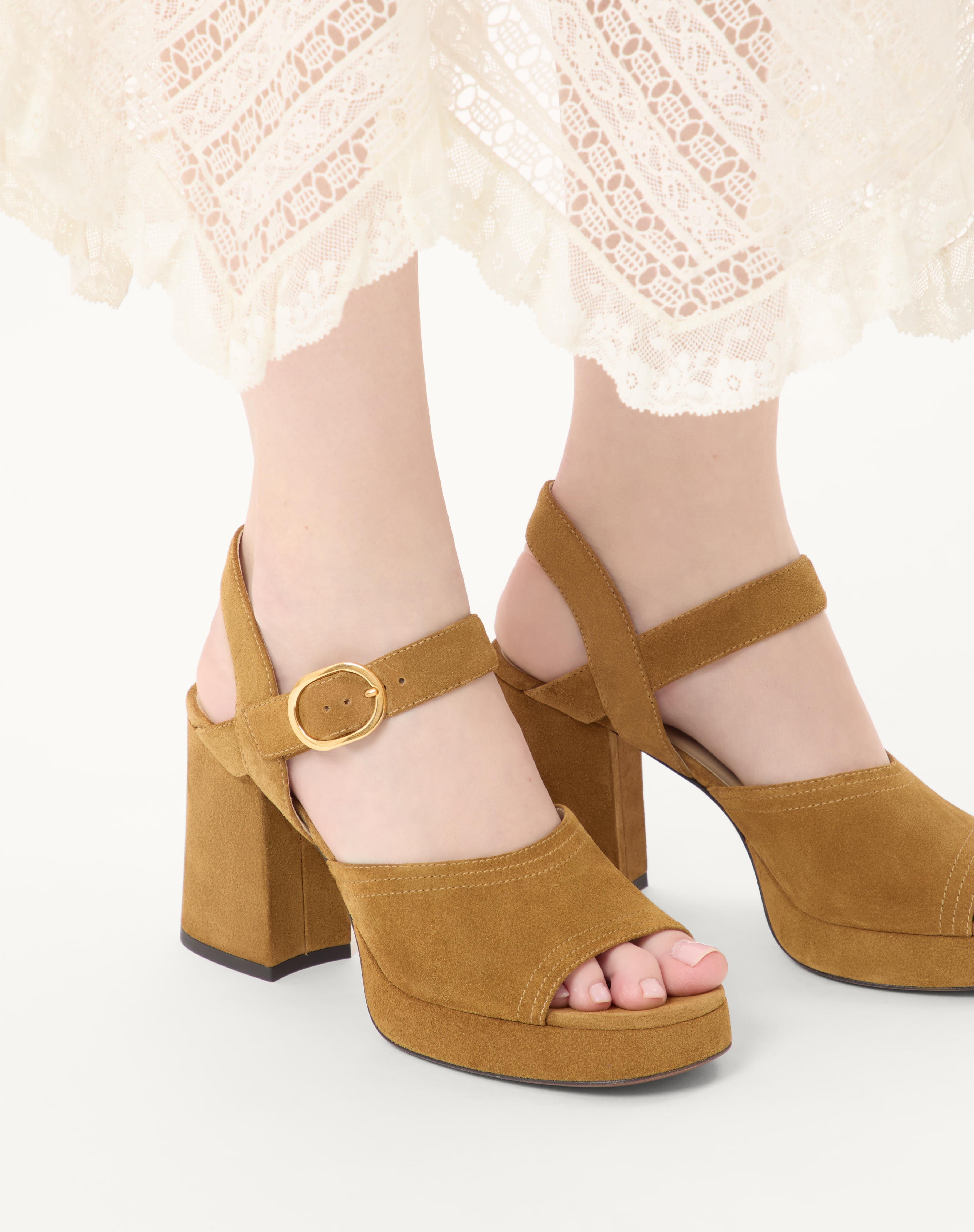 FAWCETTE PLATFORM CRUST LEATHER SANDAL 100MM - 2