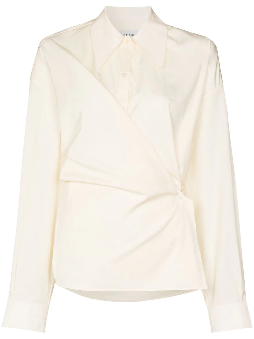 ruched-detail wraparound shirt - 1