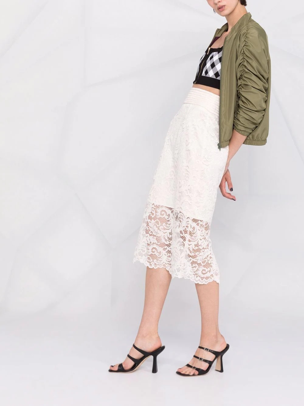 lace-patterned pencil skirt - 4