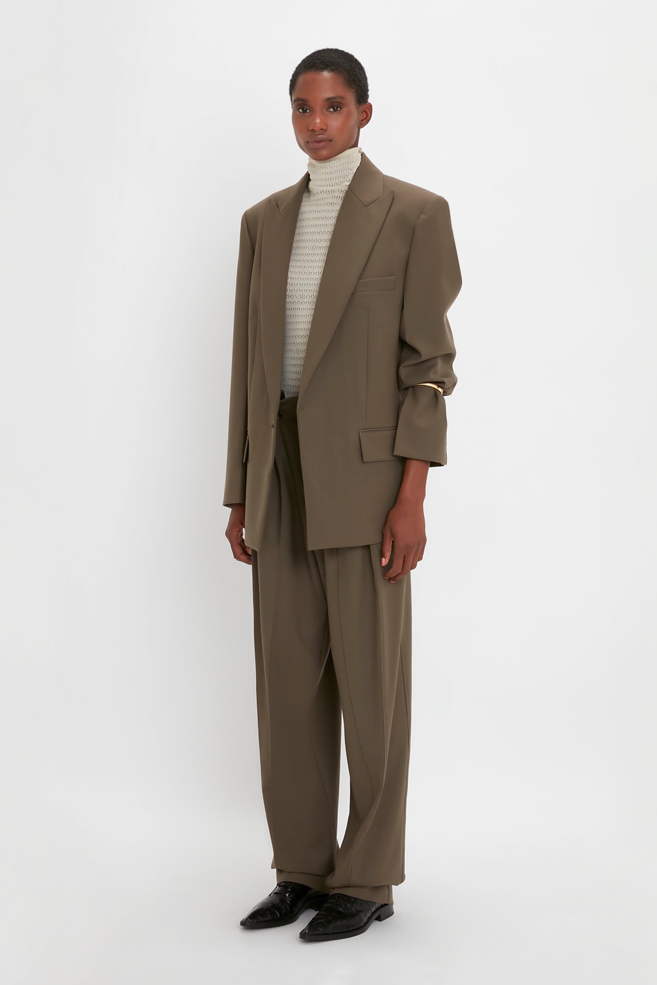 Victoria Beckham Peak Lapel Jacket In Oregano | REVERSIBLE