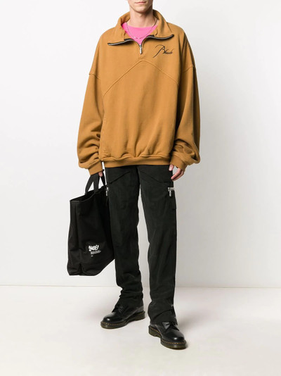 Rhude logo print cotton rugby shirt outlook