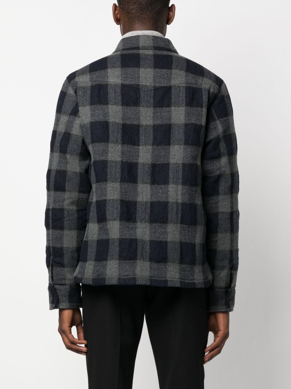 gingham-check virgin-wool jacket - 4