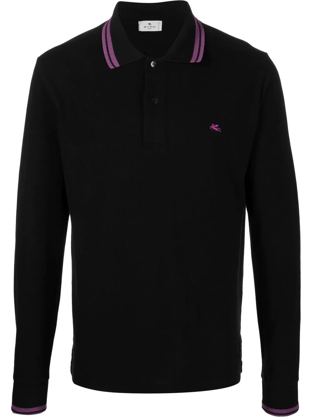 logo-embroidered tipped polo shirt - 1