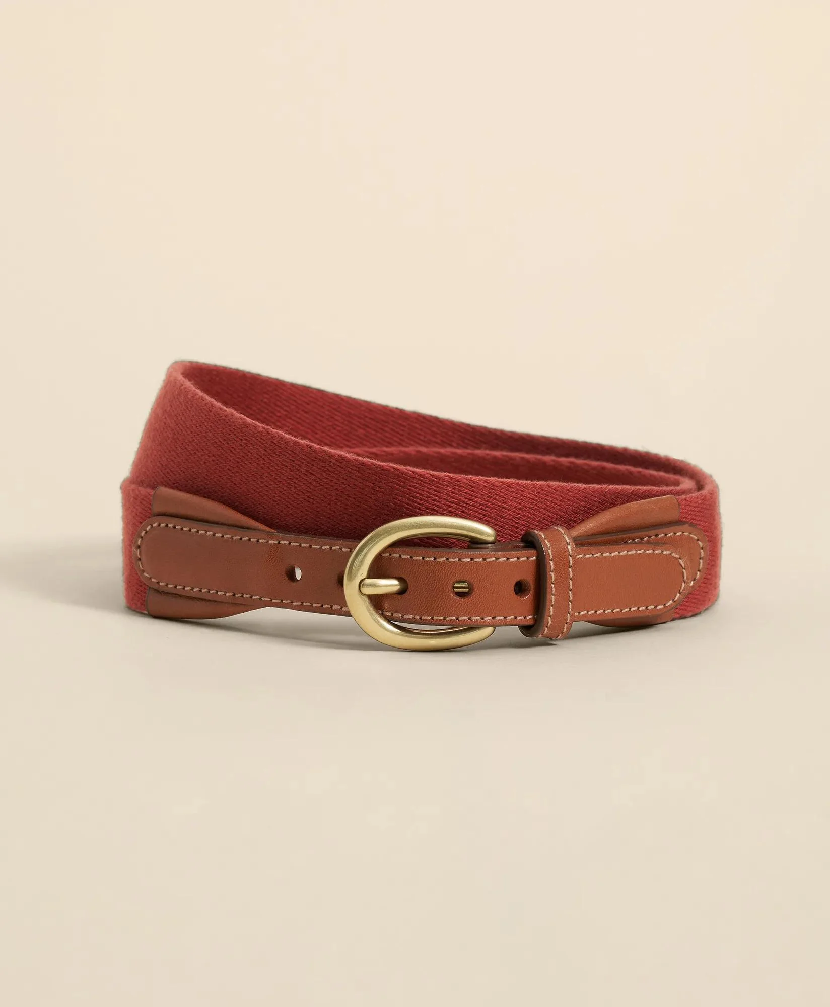 Webbed Leather-Accent Belt - 1