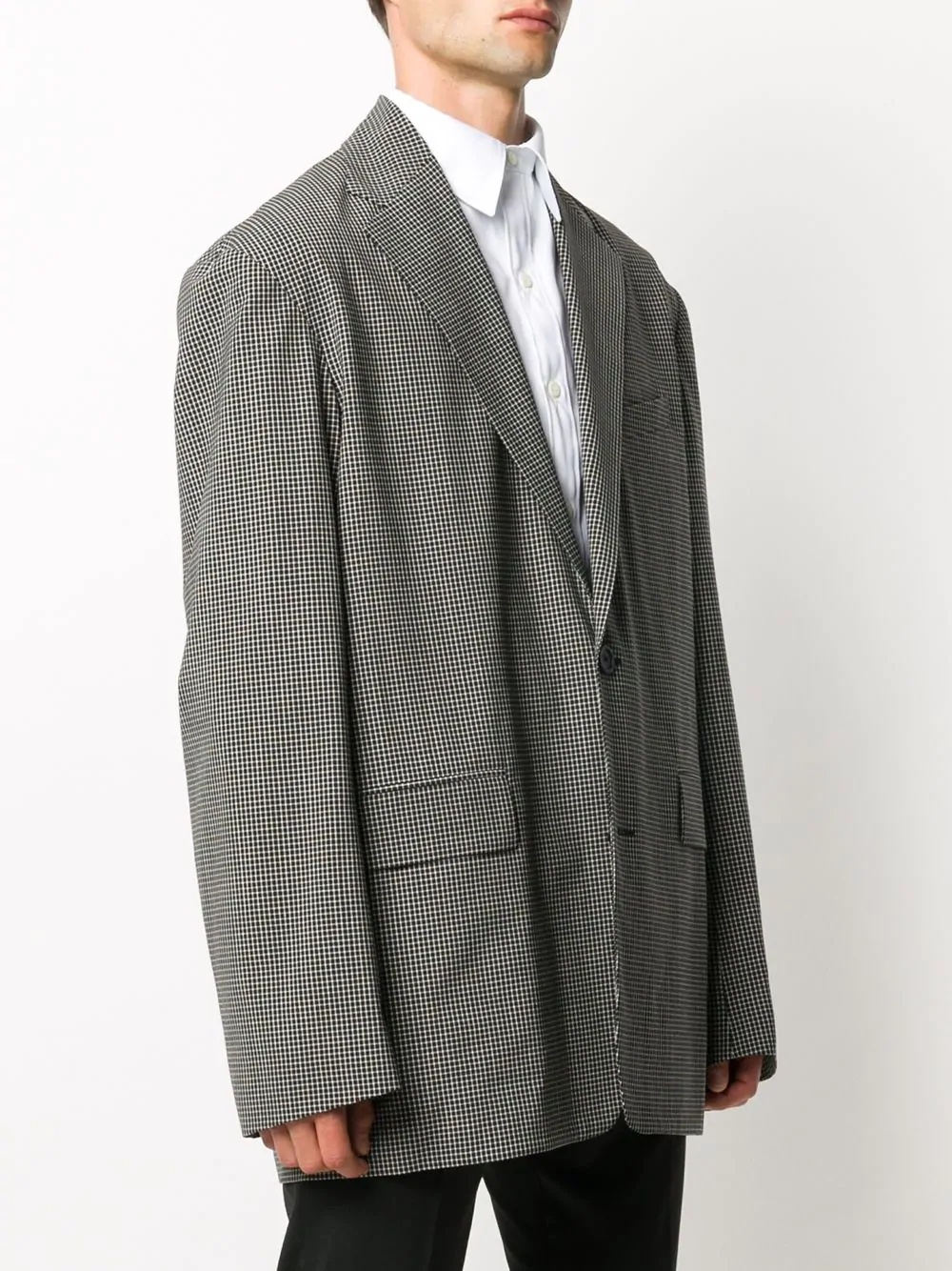 checked boxy-fit blazer - 3