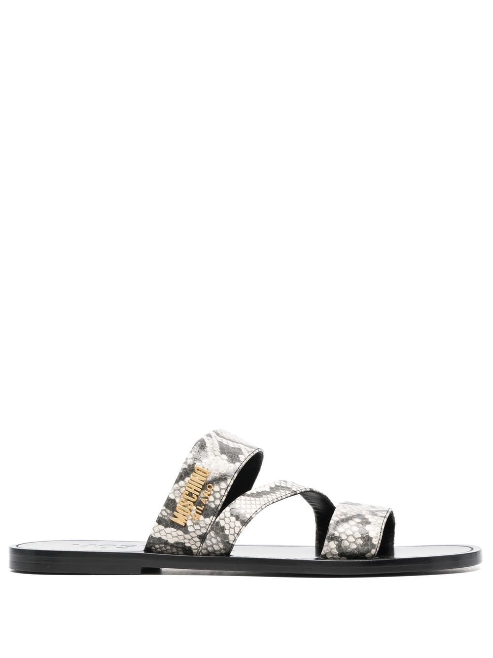 snakeskin-print logo sandals - 1