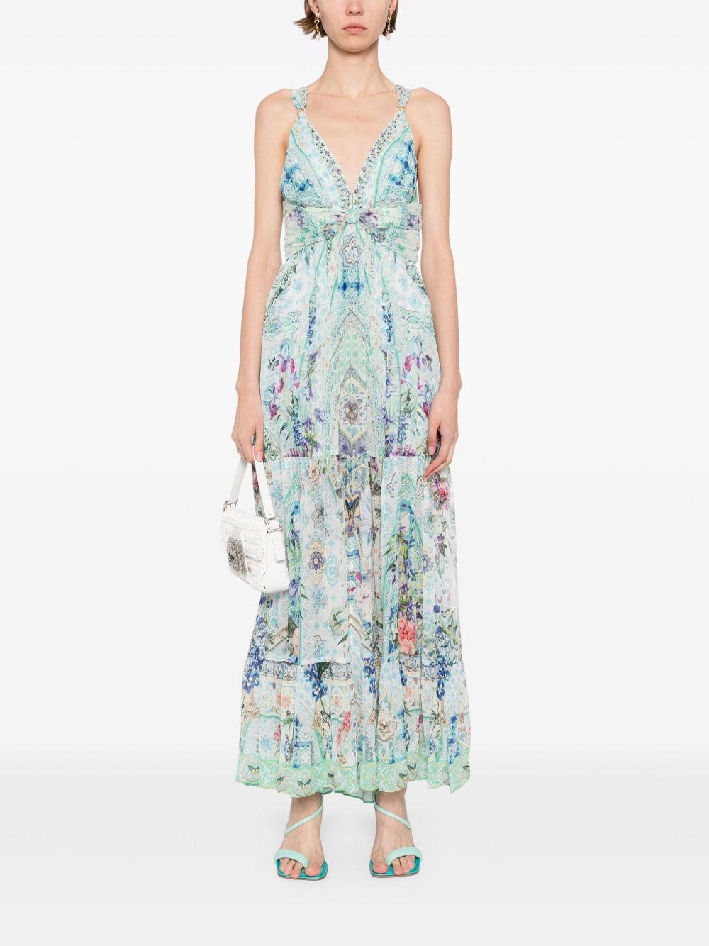 bead-strap gathered panelled dress - 2