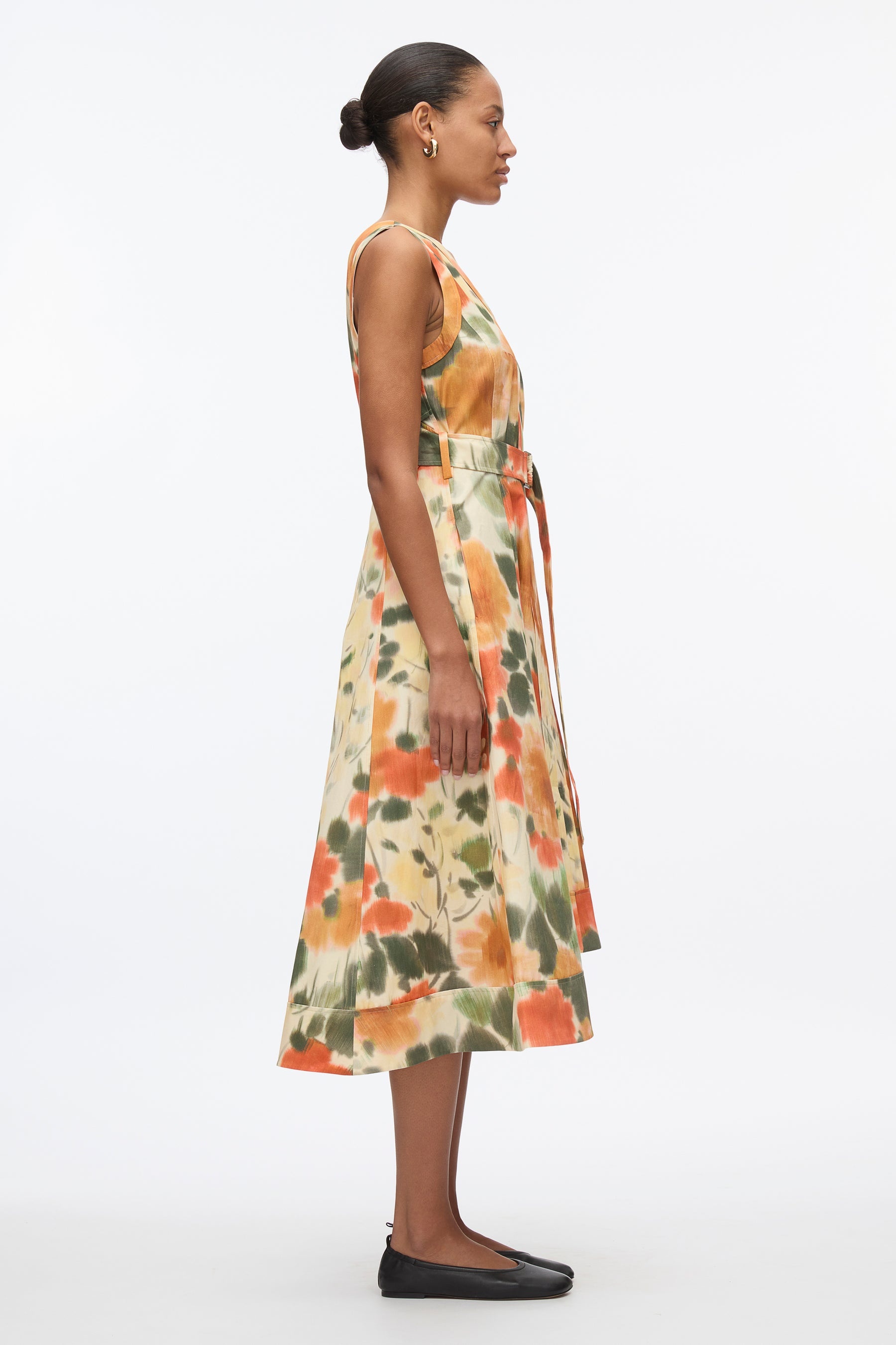 Blurred Marigold Belted Midi Dress - 3