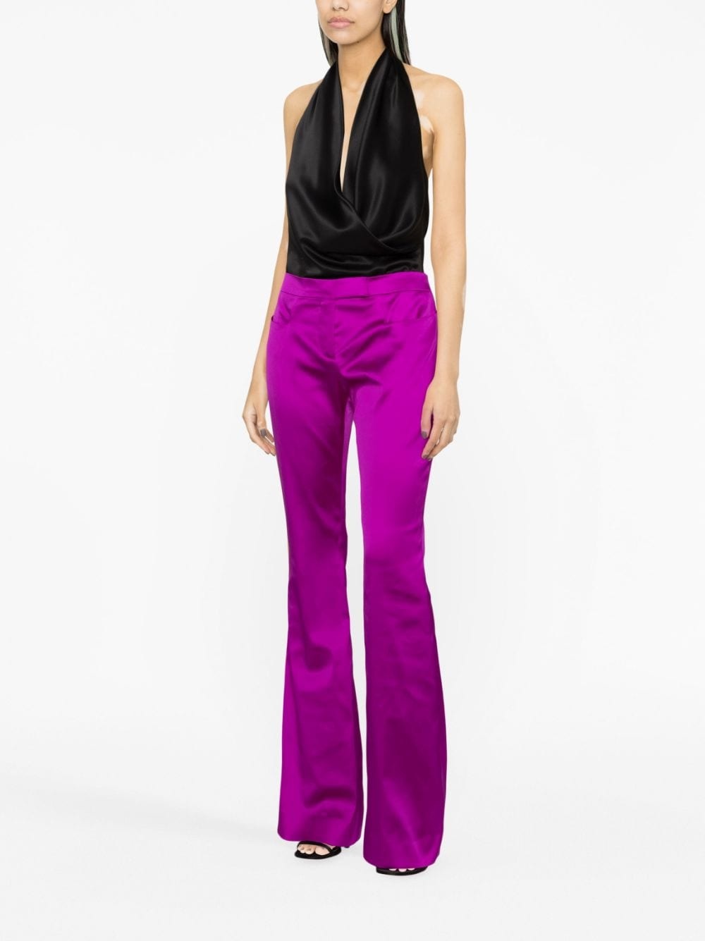 flared satin trousers - 4