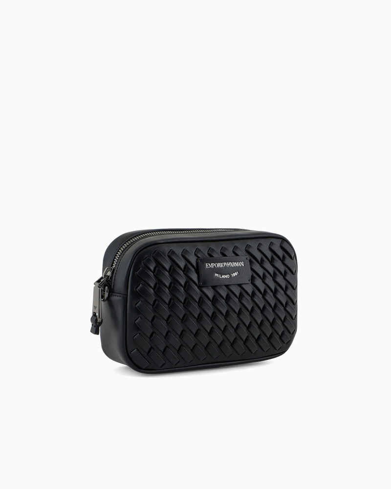 EMPORIO ARMANI INTERWOVEN LEATHER CAMERA CASE WITH CHAIN SHOULDER STRAP outlook