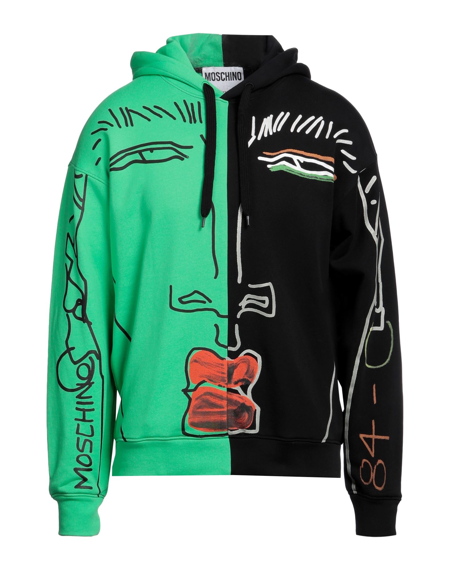 Moschino Green Men's Hooded Sweatshirt yoox REVERSIBLE